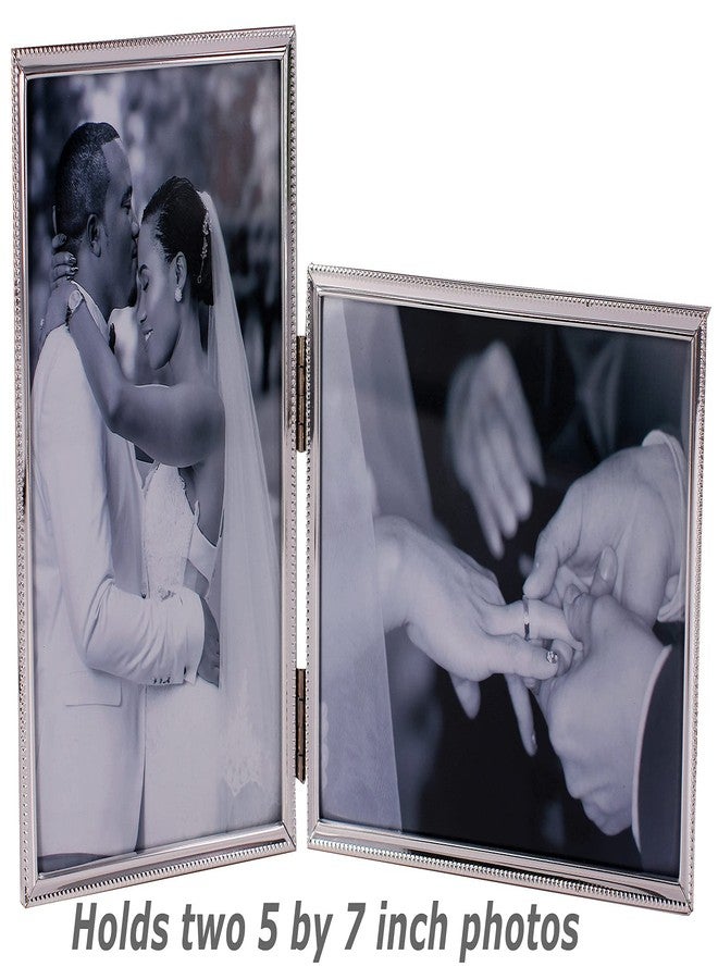 LEADEX Vertical Horizontal Combo- Double 5 by 7 Inch Metal Folding Picture Frames-(1 Landscape and 1 Portrait Style) (Silver) - Image 5